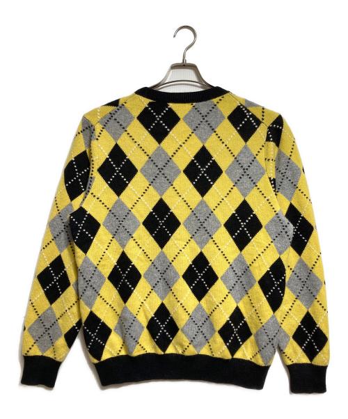 MAISON et VOYAGE（メゾンエボヤージュ）MAISON et VOYAGE (メゾンエボヤージュ) カシミヤ アーガイル クルーネックプルオーバー/Cashmere Argyle Crew Neck Pullover ブラック×イエロー サイズ:Sの古着・服飾アイテム