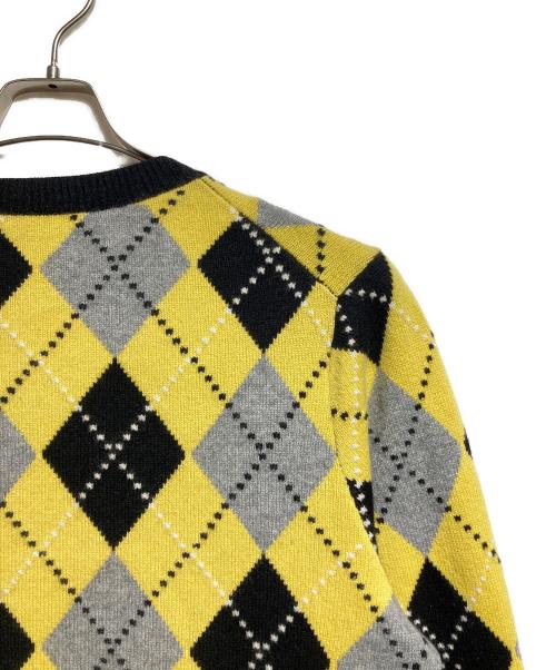 MAISON et VOYAGE（メゾンエボヤージュ）MAISON et VOYAGE (メゾンエボヤージュ) カシミヤ アーガイル クルーネックプルオーバー/Cashmere Argyle Crew Neck Pullover ブラック×イエロー サイズ:Sの古着・服飾アイテム