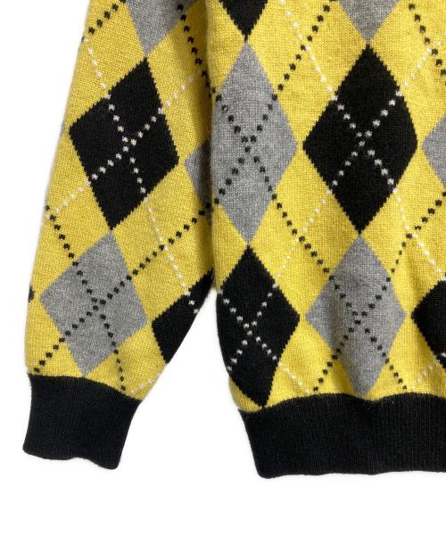 MAISON et VOYAGE（メゾンエボヤージュ）MAISON et VOYAGE (メゾンエボヤージュ) カシミヤ アーガイル クルーネックプルオーバー/Cashmere Argyle Crew Neck Pullover ブラック×イエロー サイズ:Sの古着・服飾アイテム
