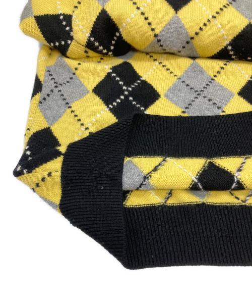 MAISON et VOYAGE（メゾンエボヤージュ）MAISON et VOYAGE (メゾンエボヤージュ) カシミヤ アーガイル クルーネックプルオーバー/Cashmere Argyle Crew Neck Pullover ブラック×イエロー サイズ:Sの古着・服飾アイテム