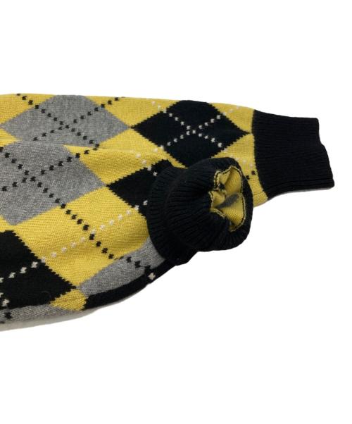 MAISON et VOYAGE（メゾンエボヤージュ）MAISON et VOYAGE (メゾンエボヤージュ) カシミヤ アーガイル クルーネックプルオーバー/Cashmere Argyle Crew Neck Pullover ブラック×イエロー サイズ:Sの古着・服飾アイテム