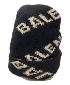 BALENCIAGAバレンシアガ）の古着「ロゴニット帽/Logo knit hat」｜ブラック×ベージュ