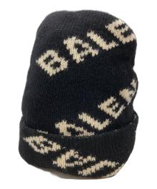 BALENCIAGA（バレンシアガ）の古着「ロゴニット帽/Logo knit hat」｜ブラック×ベージュ