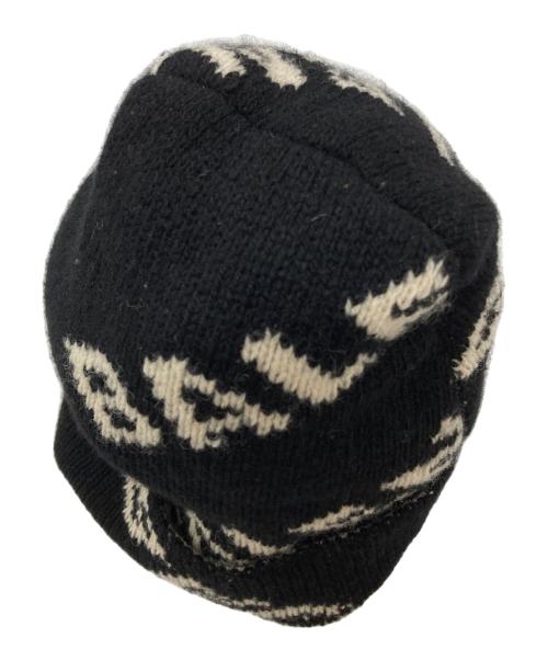 BALENCIAGA（バレンシアガ）BALENCIAGA (バレンシアガ) ロゴニット帽/Logo knit hat ブラック×ベージュ サイズ:Freeの古着・服飾アイテム