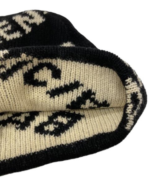 BALENCIAGA（バレンシアガ）BALENCIAGA (バレンシアガ) ロゴニット帽/Logo knit hat ブラック×ベージュ サイズ:Freeの古着・服飾アイテム
