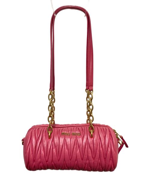 MIU MIU（ミュウミュウ）MIU MIU (ミュウミュウ) マテラッセレザーショルダーバッグ ピンクの古着・服飾アイテム