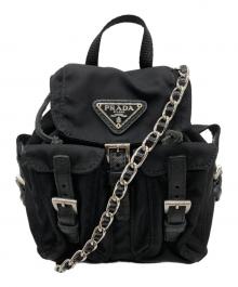 PRADA（プラダ）の古着「リュック型ミニチェーンショルダーポーチ」｜ブラック