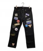 JUNYA WATANABE MANジュンヤワタナベマン）の古着「ワッペンデニムパンツ/Patch-detail denim pants」｜ブラック