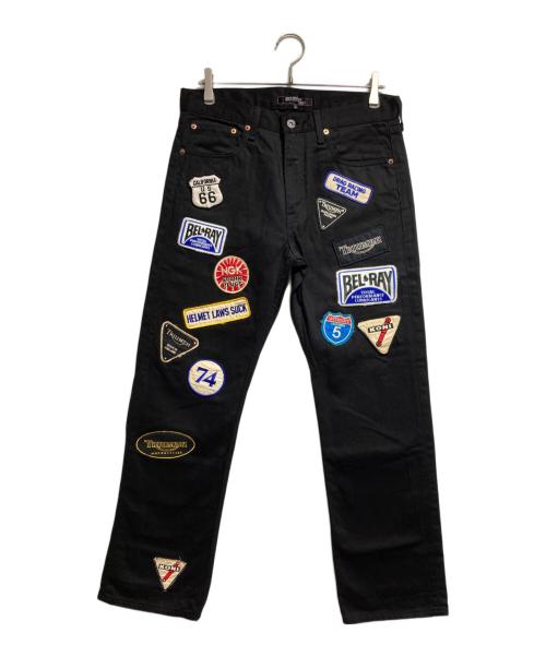 JUNYA WATANABE MAN（ジュンヤワタナベマン）JUNYA WATANABE MAN (ジュンヤワタナベマン) ワッペンデニムパンツ/Patch-detail denim pants ブラック サイズ:Mの古着・服飾アイテム