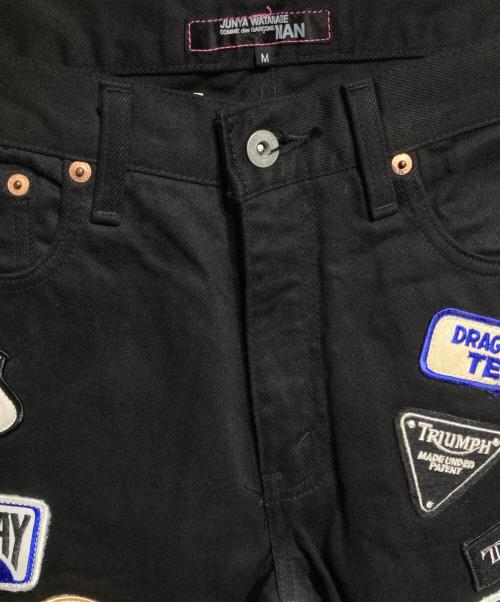 JUNYA WATANABE MAN（ジュンヤワタナベマン）JUNYA WATANABE MAN (ジュンヤワタナベマン) ワッペンデニムパンツ/Patch-detail denim pants ブラック サイズ:Mの古着・服飾アイテム