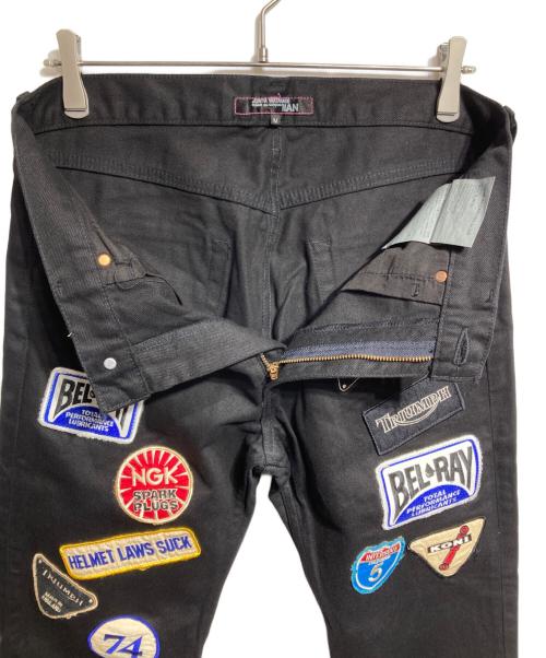 JUNYA WATANABE MAN（ジュンヤワタナベマン）JUNYA WATANABE MAN (ジュンヤワタナベマン) ワッペンデニムパンツ/Patch-detail denim pants ブラック サイズ:Mの古着・服飾アイテム
