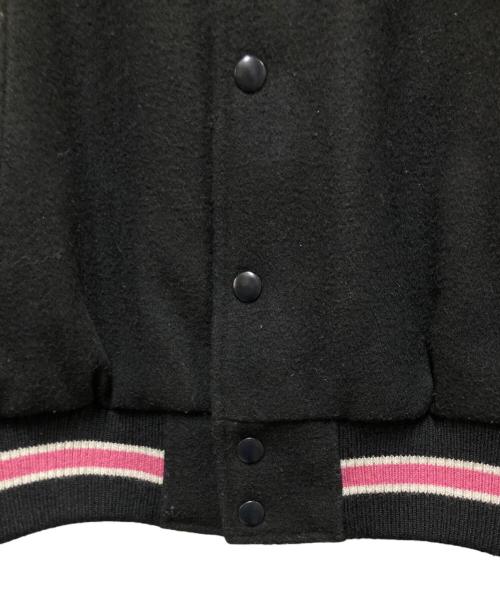 stussy（ステューシー）stussy (ステューシー) S Talk Melton Varsity Jacket ブラック×ピンク サイズ:Mの古着・服飾アイテム