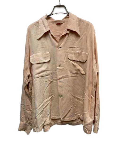 Pilgrim（ピルグリム）PILGRIM (ピルグリム) 40-50s レーヨンギャバオープンカラーシャツ オレンジ サイズ:SIZE ML(16 161/2)の古着・服飾アイテム