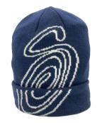 stussyステューシー）の古着「Swirl S Cuff ニットキャップ」｜ネイビー