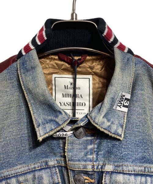 Maison MIHARA YASUHIRO（メゾン ミハラ ヤスヒロ）Maison MIHARA YASUHIRO (メゾン ミハラ ヤスヒロ) Front Back Combined Denim Jacket/ 前後切り替えデニムジャケット レッド×インディゴ サイズ:36の古着・服飾アイテム