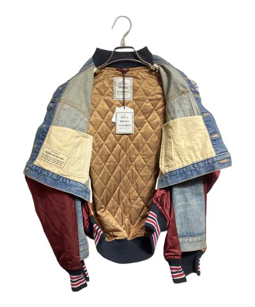 Maison MIHARA YASUHIRO（メゾン ミハラ ヤスヒロ）Maison MIHARA YASUHIRO (メゾン ミハラ ヤスヒロ) Front Back Combined Denim Jacket/ 前後切り替えデニムジャケット レッド×インディゴ サイズ:36の古着・服飾アイテム