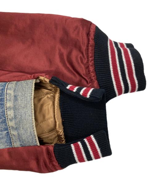 Maison MIHARA YASUHIRO（メゾン ミハラ ヤスヒロ）Maison MIHARA YASUHIRO (メゾン ミハラ ヤスヒロ) Front Back Combined Denim Jacket/ 前後切り替えデニムジャケット レッド×インディゴ サイズ:36の古着・服飾アイテム