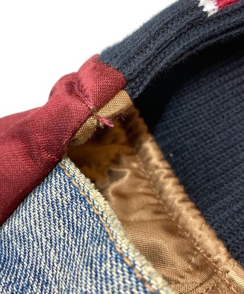 Maison MIHARA YASUHIRO（メゾン ミハラ ヤスヒロ）Maison MIHARA YASUHIRO (メゾン ミハラ ヤスヒロ) Front Back Combined Denim Jacket/ 前後切り替えデニムジャケット レッド×インディゴ サイズ:36の古着・服飾アイテム