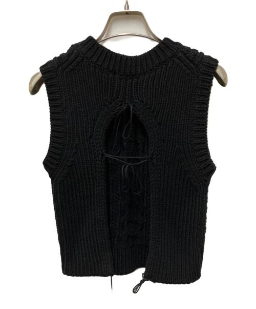 CECILIE BAHNSEN（セシリーバンセン）Cecilie Bahnsen (セシリーバンセン) ケーブルレースアップニットベスト ブラック サイズ:Fの古着・服飾アイテム