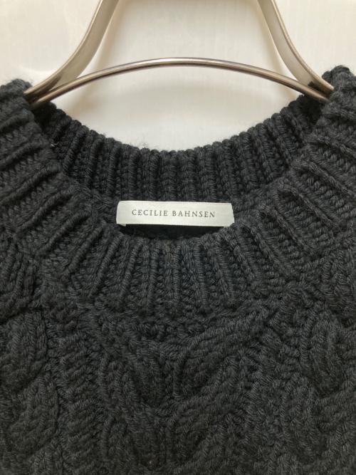 CECILIE BAHNSEN（セシリーバンセン）Cecilie Bahnsen (セシリーバンセン) ケーブルレースアップニットベスト ブラック サイズ:Fの古着・服飾アイテム