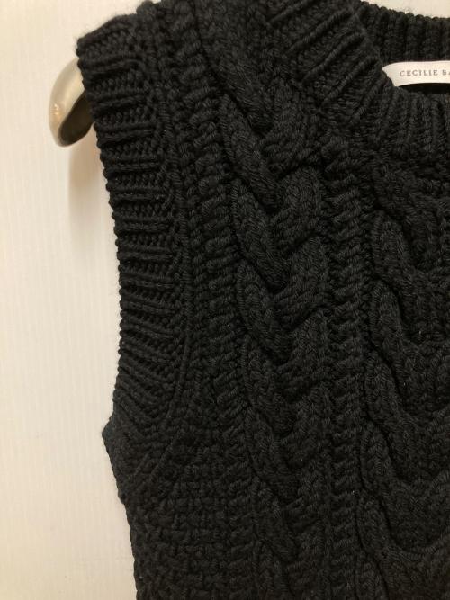CECILIE BAHNSEN（セシリーバンセン）Cecilie Bahnsen (セシリーバンセン) ケーブルレースアップニットベスト ブラック サイズ:Fの古着・服飾アイテム