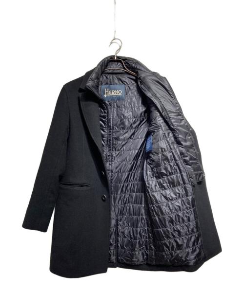 HERNO（ヘルノ）HERNO (ヘルノ) 中綿ライナードッキングチェスターコート ブラック サイズ:46の古着・服飾アイテム