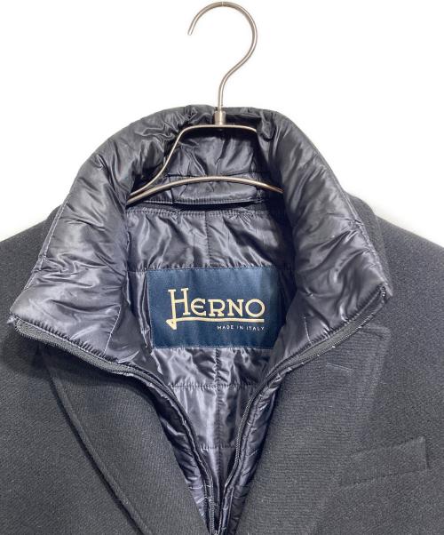 HERNO（ヘルノ）HERNO (ヘルノ) 中綿ライナードッキングチェスターコート ブラック サイズ:46の古着・服飾アイテム