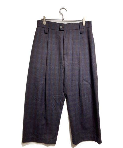 STUDIO NICHOLSON（スタジオ ニコルソン）STUDIO NICHOLSON (スタジオ ニコルソン) STITCHED PLEAT VOLUME PANT ブラウン×ブルー サイズ:Ｍの古着・服飾アイテム