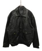 GENUINE LEATHERジェニュインレザー）の古着「レザーブルゾン」｜ブラック