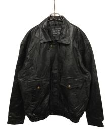 GENUINE LEATHER（ジェニュインレザー）の古着「レザーブルゾン」｜ブラック