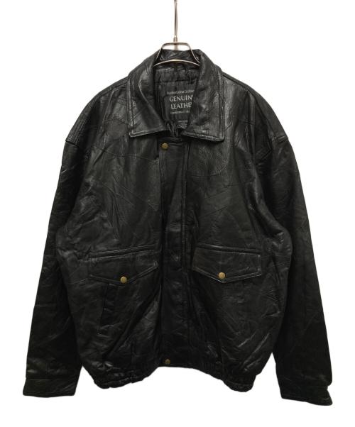 GENUINE LEATHER（ジェニュインレザー）genuine leather (ジェニュインレザー) レザーブルゾン ブラック サイズ:XLの古着・服飾アイテム