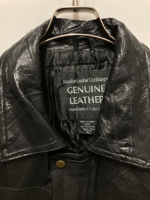 GENUINE LEATHER（ジェニュインレザー）genuine leather (ジェニュインレザー) レザーブルゾン ブラック サイズ:XLの古着・服飾アイテム