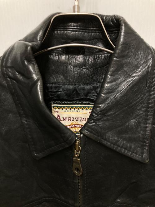 AMBITION（古着）AMBITION (古着) ジップアップレザージャケット ブラック サイズ:Mの古着・服飾アイテム
