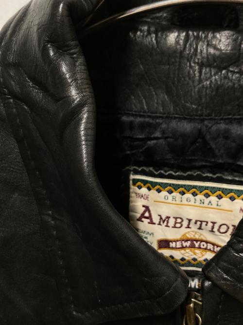AMBITION（古着）AMBITION (古着) ジップアップレザージャケット ブラック サイズ:Mの古着・服飾アイテム