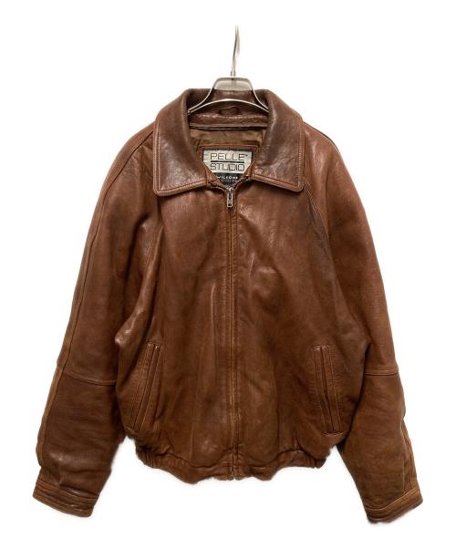 PELLE STUDIO（ペレ スタジオ）PELLE STUDIO (ペレ スタジオ) レザーブルゾン ブラウン サイズ:Lの古着・服飾アイテム