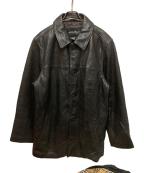 Eddie Bauerエディーバウアー）の古着「00s レザーカーコート」｜ブラック