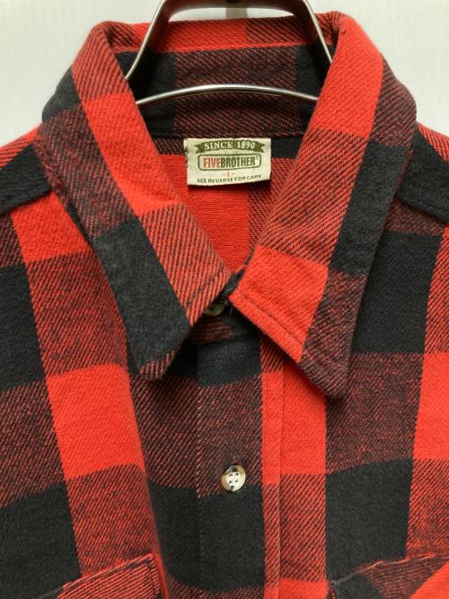 FIVE BROTHER（ファイブブラザー）FIVE BROTHER (ファイブブラザー) 90sバッファローチェックヘビーネルシャツ レッド サイズ:Lの古着・服飾アイテム