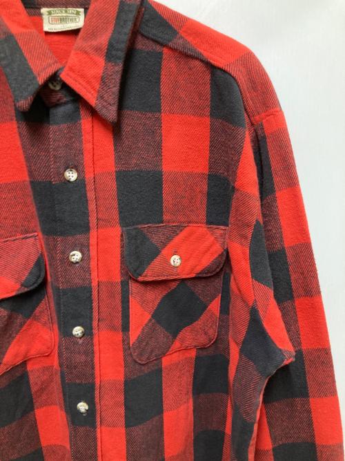 FIVE BROTHER（ファイブブラザー）FIVE BROTHER (ファイブブラザー) 90sバッファローチェックヘビーネルシャツ レッド サイズ:Lの古着・服飾アイテム