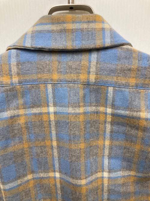 PENDLETON（ペンドルトン）PENDLETON (ペンドルトン) 80s ウールボードシャツ オレンジスカイブルー サイズ:Mの古着・服飾アイテム