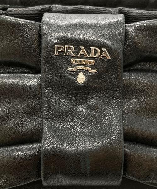 PRADA（プラダ）PRADA (プラダ) レザーリボン ナイロンハンドバッグ/Nylon Handbag with Leather Ribbon ブラックの古着・服飾アイテム