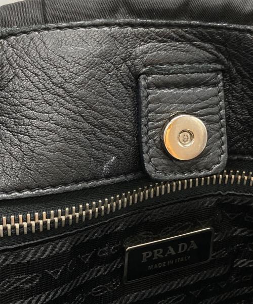 PRADA（プラダ）PRADA (プラダ) レザーリボン ナイロンハンドバッグ/Nylon Handbag with Leather Ribbon ブラックの古着・服飾アイテム