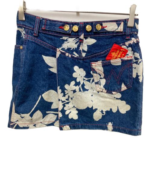 Vivienne Westwood（ヴィヴィアンウエストウッド）Vivienne Westwood (ヴィヴィアンウエストウッド) シャドーフラワーデニムニスカート インディゴ サイズ:42の古着・服飾アイテム