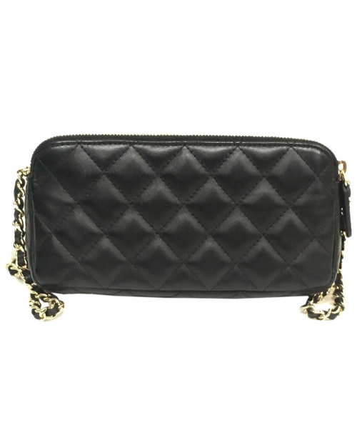 CHANEL（シャネル）CHANEL (シャネル) ラムスキンマトラッセチェーンウォレット ブラック A82527の古着・服飾アイテム