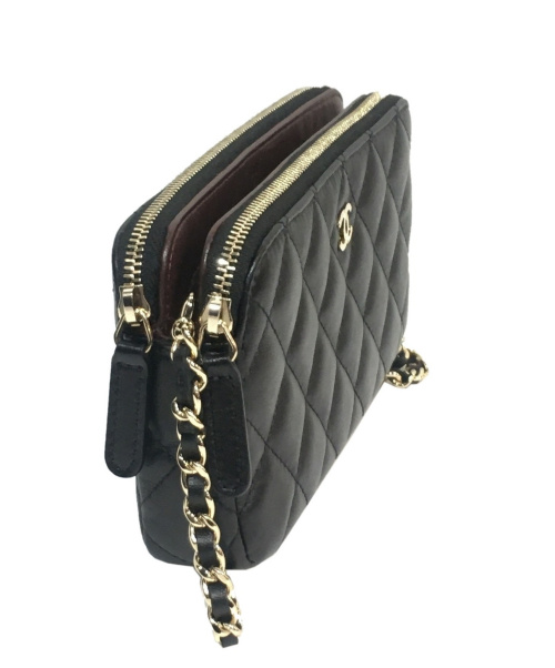 CHANEL（シャネル）CHANEL (シャネル) ラムスキンマトラッセチェーンウォレット ブラック A82527の古着・服飾アイテム