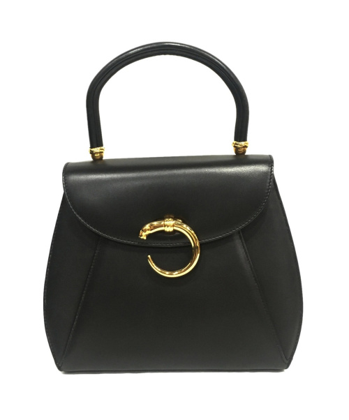 Cartier（カルティエ）Cartier (カルティエ) パンテールレザーハンドバッグ ブラック C45の古着・服飾アイテム