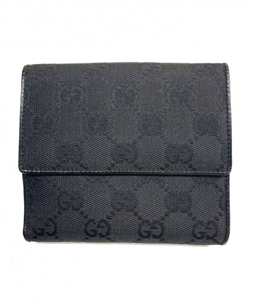 GUCCI（グッチ）GUCCI (グッチ) Wホック財布 ブラック GG 109342 2149の古着・服飾アイテム