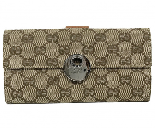 GUCCI（グッチ）GUCCI (グッチ) 2つ折り財布 ブラウン GGキャンバス 120931 213313の古着・服飾アイテム