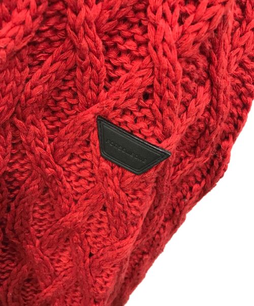 FORSOME ONE（フォーサムワン）FORSOME ONE (フォーサムワン) ケーブルニット ブラック×レッド サイズ:48の古着・服飾アイテム