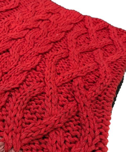 FORSOME ONE（フォーサムワン）FORSOME ONE (フォーサムワン) ケーブルニット ブラック×レッド サイズ:48の古着・服飾アイテム