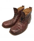 Paul Harndenポールハーデン）の古着「型押しレースアップシューズ」｜ブラウン